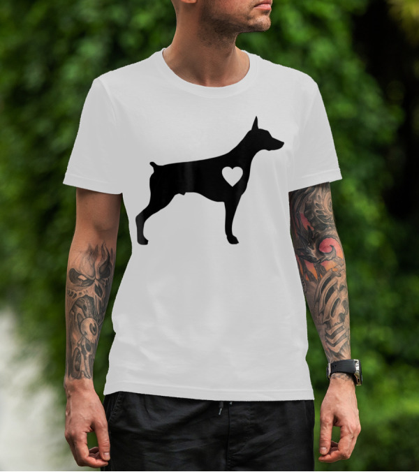 Doberman Heart Love Silhouette Dog Mom90 T-Shirt
