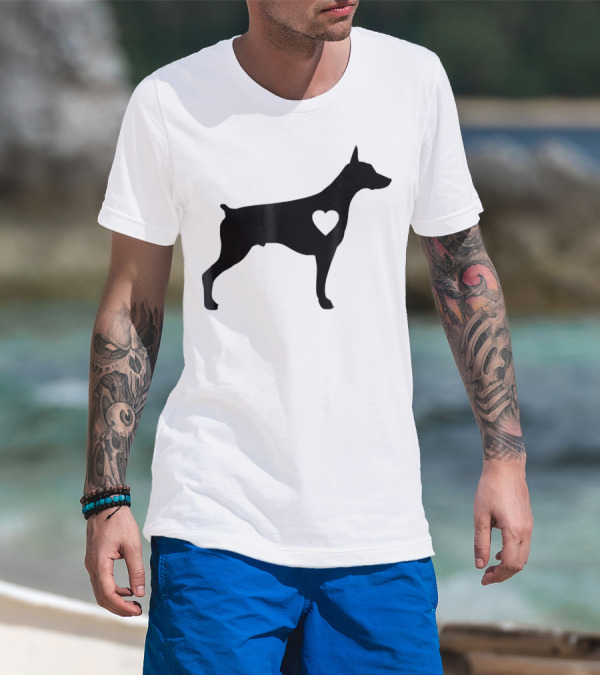 Doberman Heart Love Silhouette Dog Mom90 T-Shirt