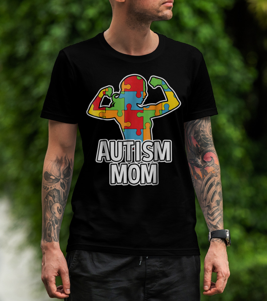 Autism Mom Puzzle Piece Awareness T-Shirt