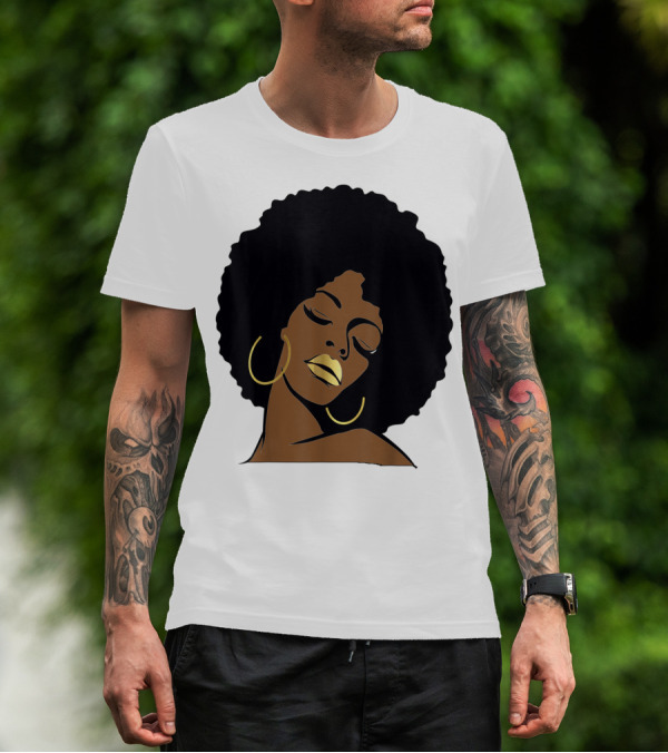 Black Girl Magic Afro Diva Gold Lips Melanin Mom Wife37 Bold Gold Accents T-Shirt