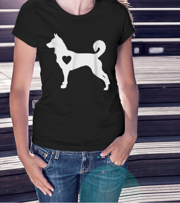 Canaan Dog Love Heart Silhouette Dog Mom Idea T-Shirt
