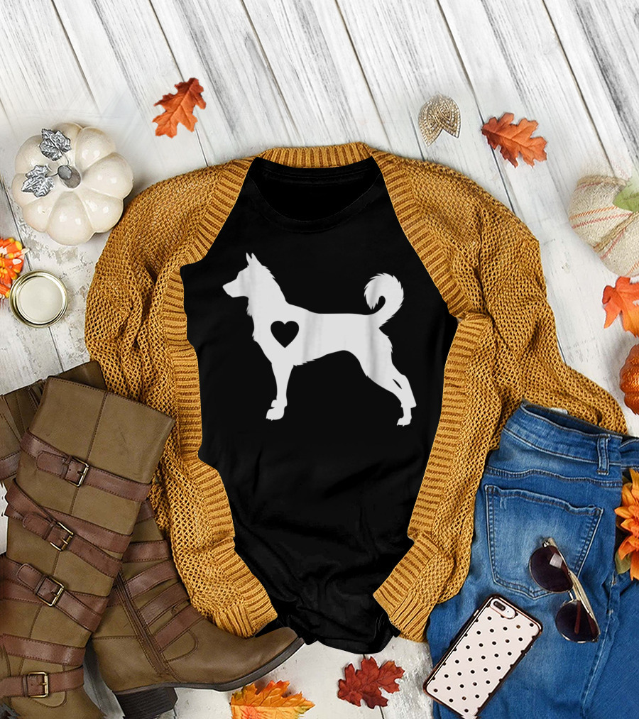 Canaan Dog Love Heart Silhouette Dog Mom Idea T-Shirt