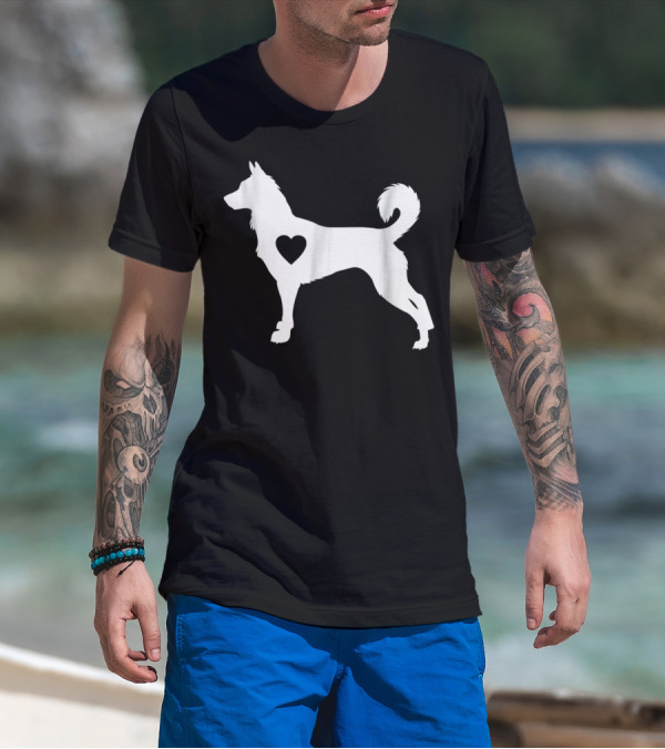 Canaan Dog Love Heart Silhouette Dog Mom Idea T-Shirt