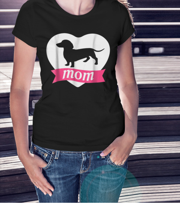 DACHSHUND MOM Heart Silhouette Vintage Fleece T-Shirt