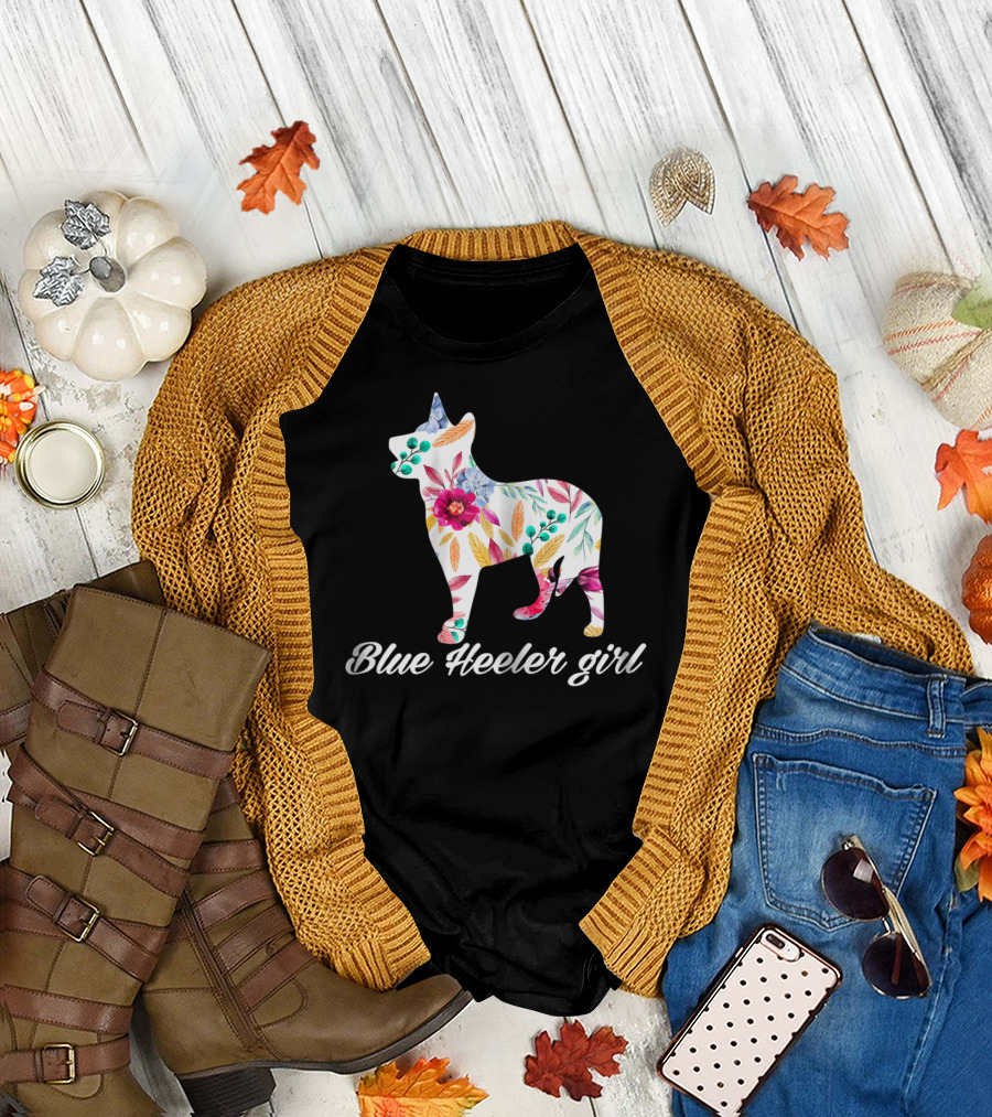 Decorative Flowers Blue Heeler Girl Cattle Dog Mom T-Shirt