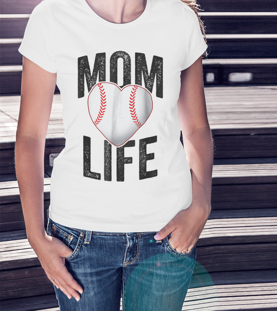 Mom Life Baseball Heart Mother Mama Player Team Heart25 T-Shirt