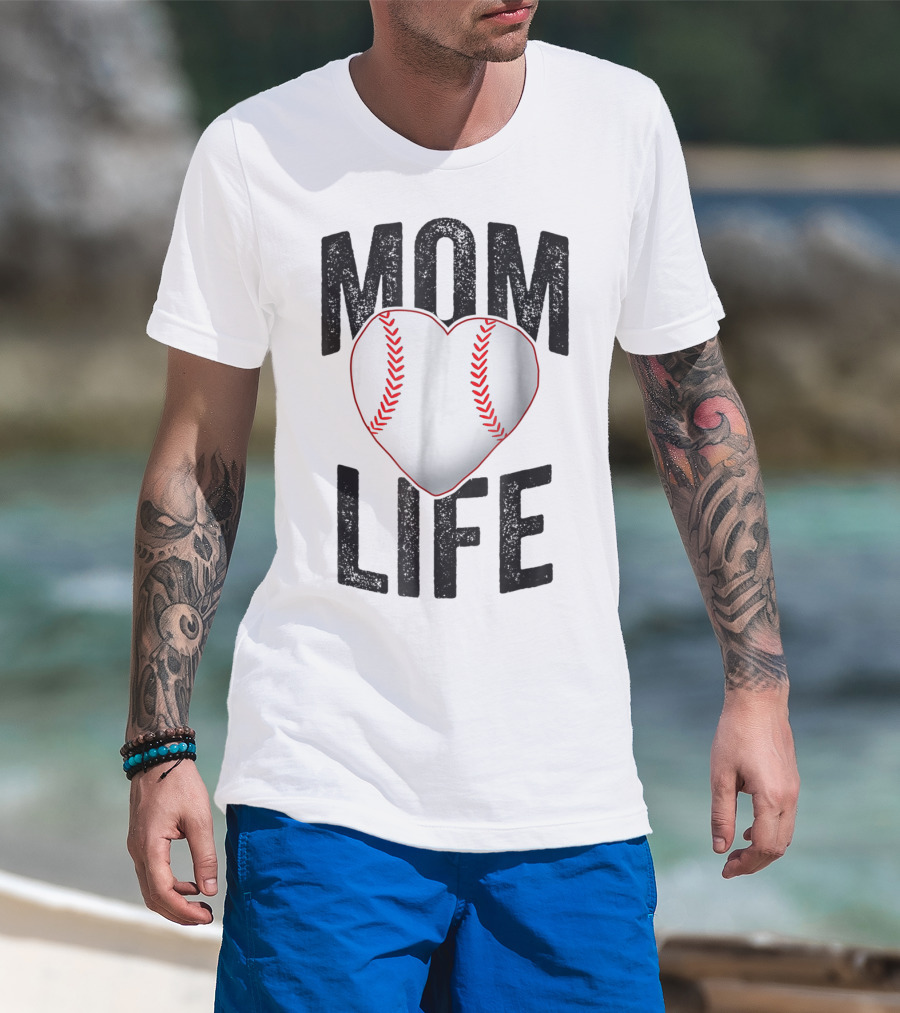 Mom Life Baseball Heart Mother Mama Player Team Heart25 T-Shirt