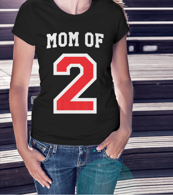 Mom Of 2 Kids Baseball Mom Sports Jersey T-Shirt