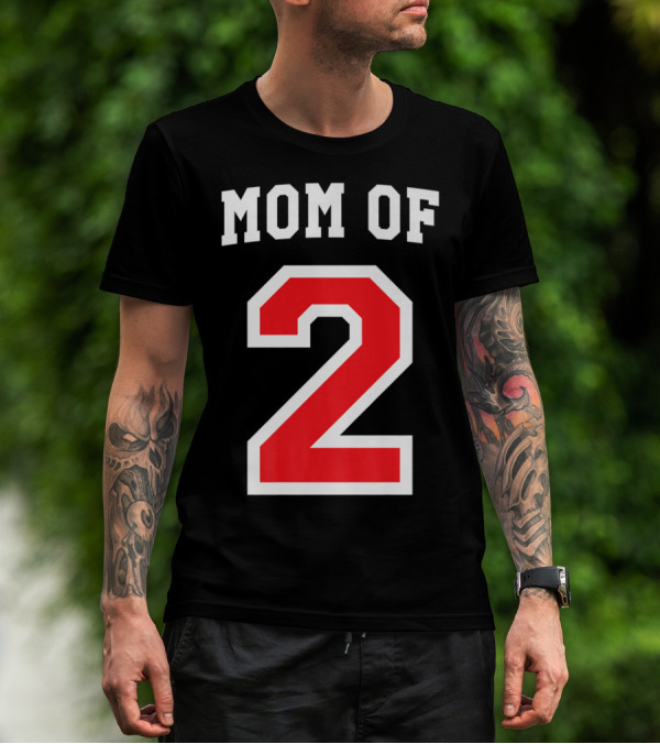 Mom Of 2 Kids Baseball Mom Sports Jersey T-Shirt