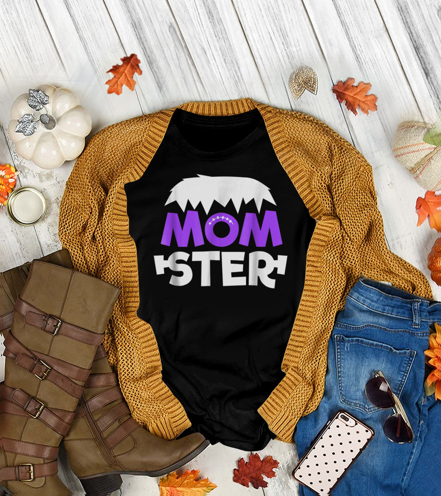 Momster Momster Funny Mom Frankenstein Hair and Stitches T-Shirt
