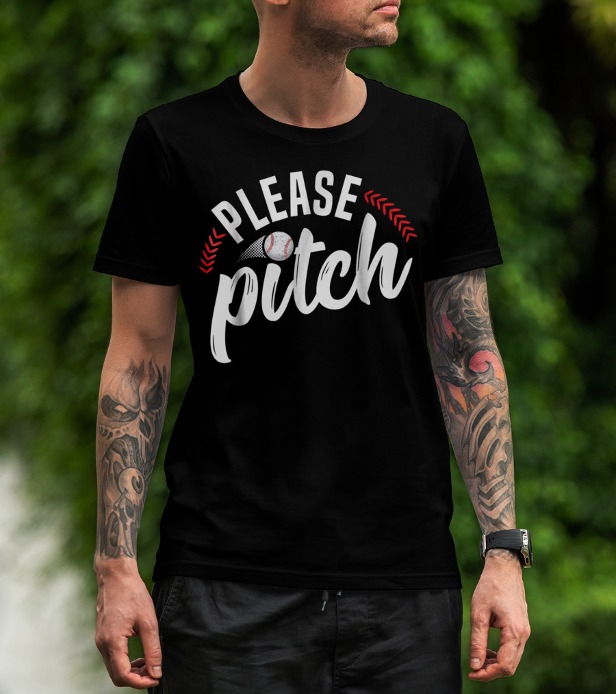 Please Pitch Baseball Funny Adult Humor Mom Pun90 T-Shirt
