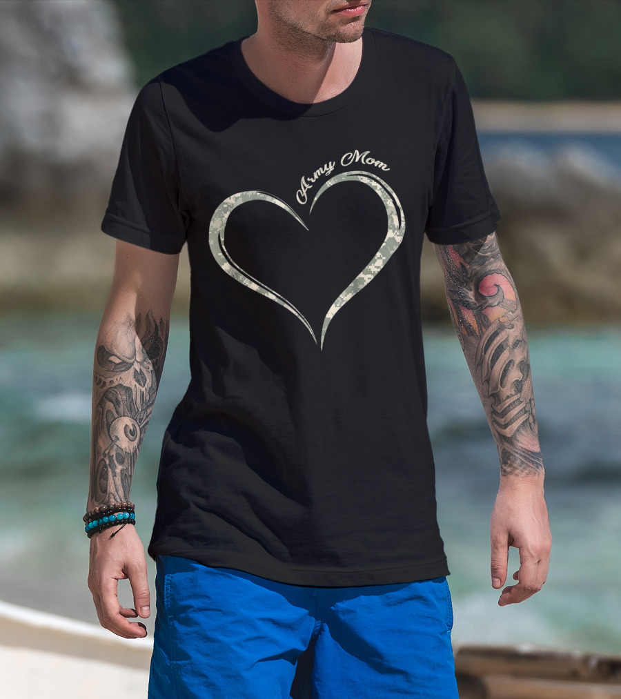 Army Mom Camo Heart T-Shirt