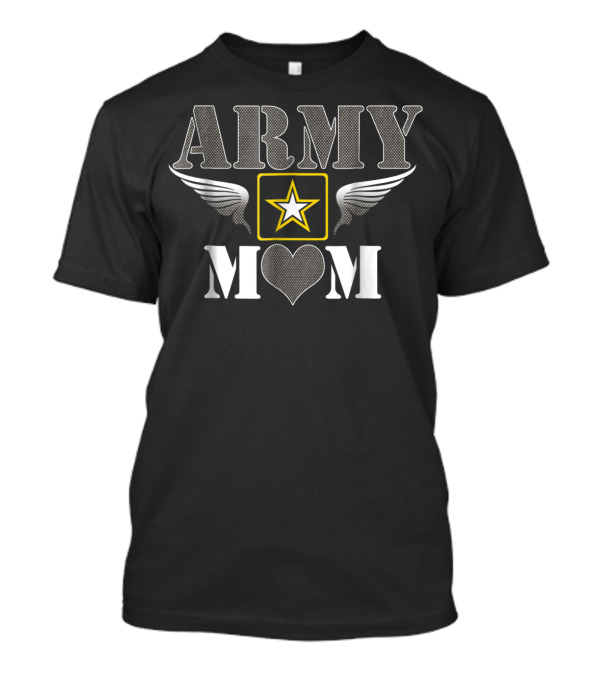 Army Mom Star Winged Heart T-Shirt