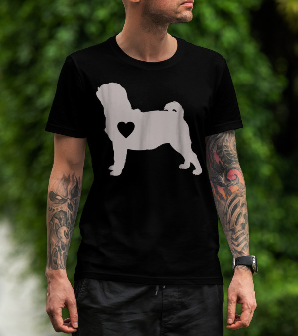 Pug Love Heart Silhouette Dog Idea Pug Dog T-Shirt