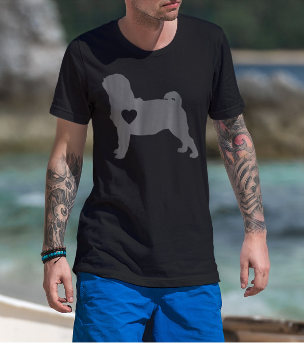 Pug Love Heart Silhouette Pug Dog Mom59 T-Shirt