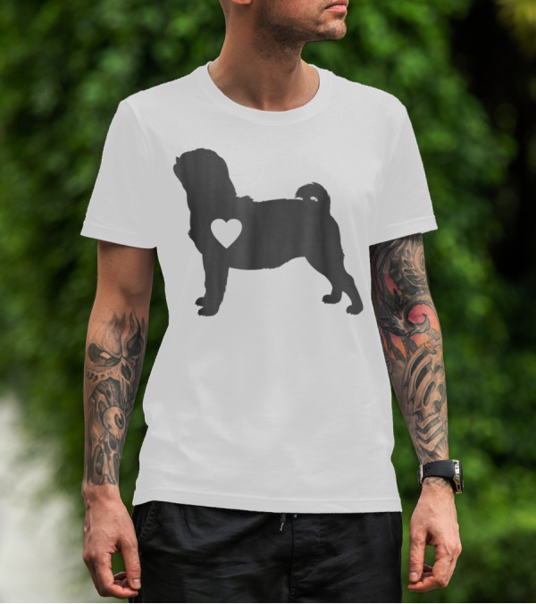 Pug Love Heart Silhouette Pug Dog Mom59 T-Shirt