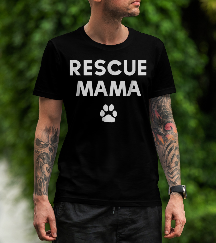 Rescue Mama Paw Print Shelter Dog Mom T-Shirt