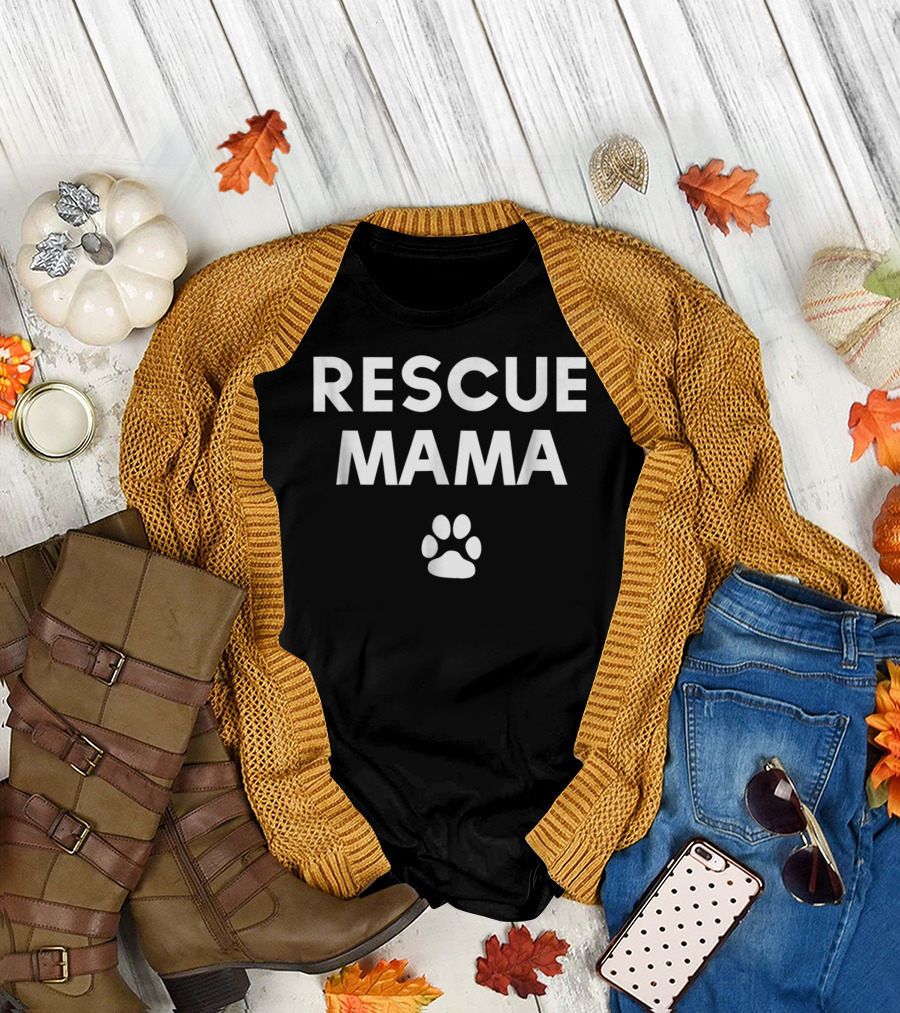 Rescue Mama Paw Print Shelter Dog Mom T-Shirt