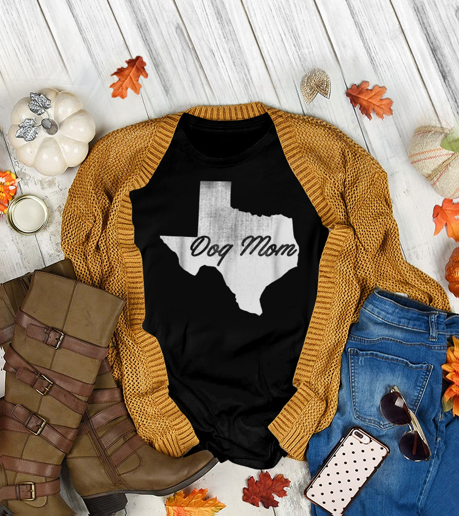 Texas State Dog Mom TX Lover Distressed Map T-Shirt