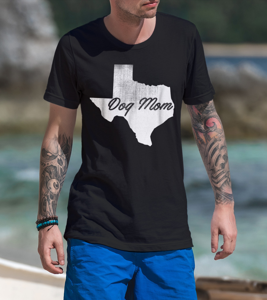 Texas State Dog Mom TX Lover Distressed Map T-Shirt