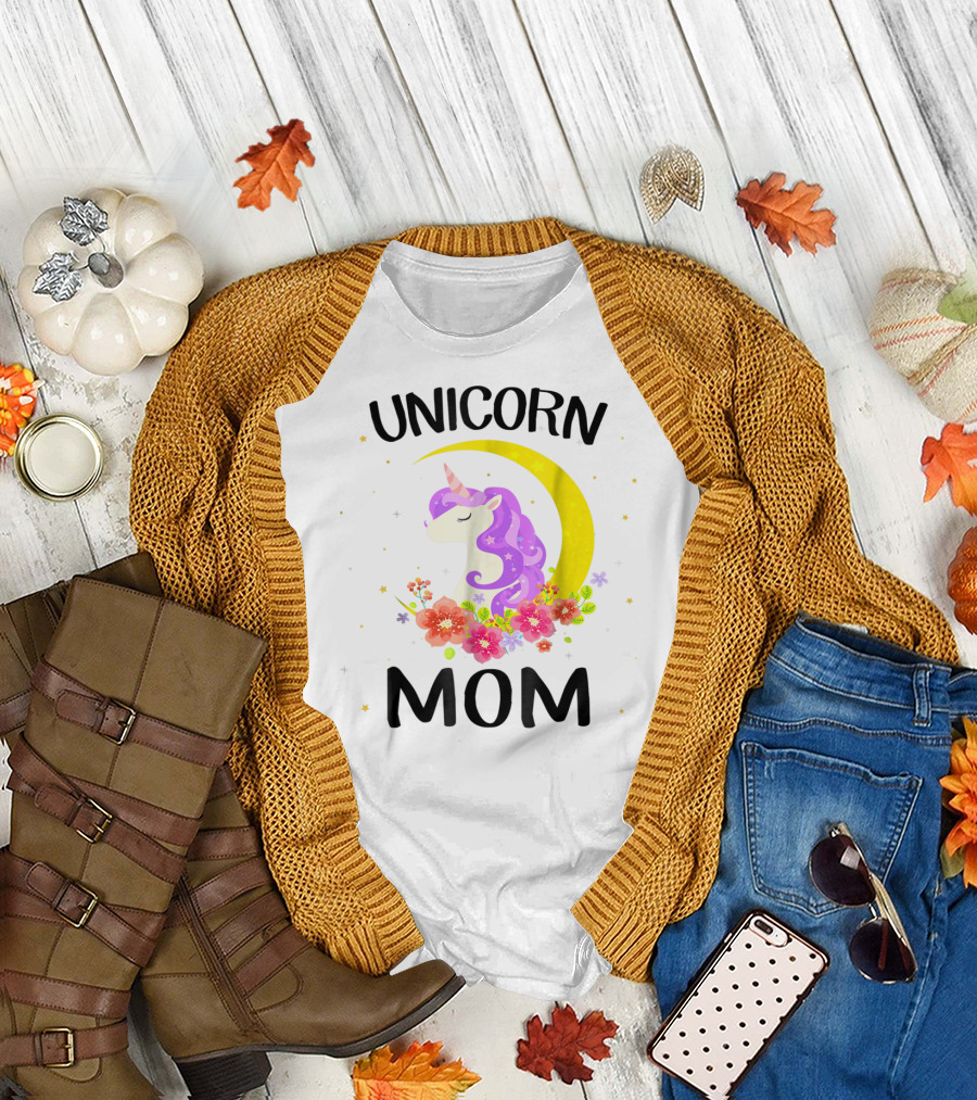 Unicorn Mom Moon Floral Magic T-Shirt