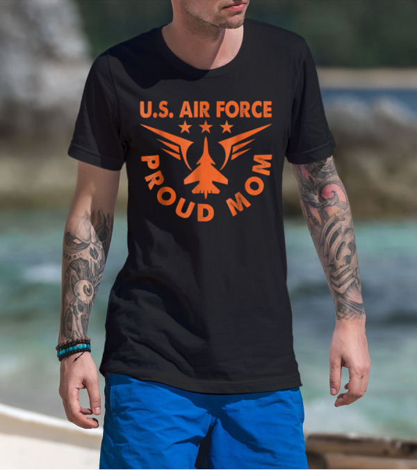 U.S. Air Force Proud Mom Jet And Stars T-Shirt