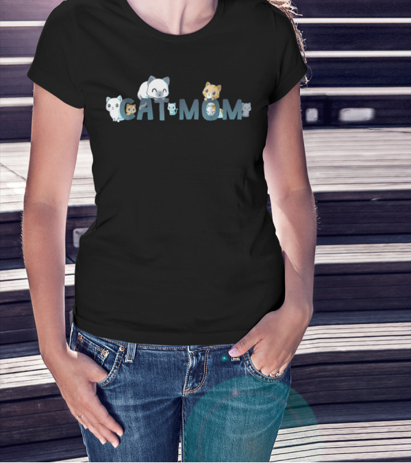CAT MOM Lovely Cute Cartoon Kittens T-Shirt