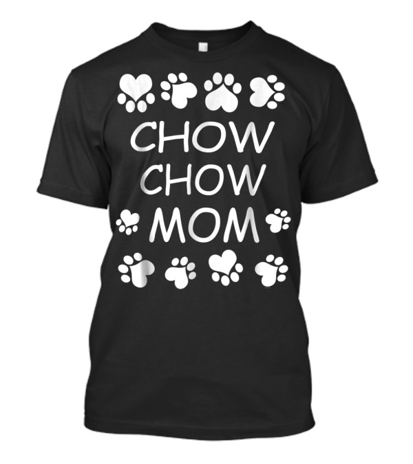 Chow Chow Mom Paw Print Hearts Christmas Birthday T-Shirt