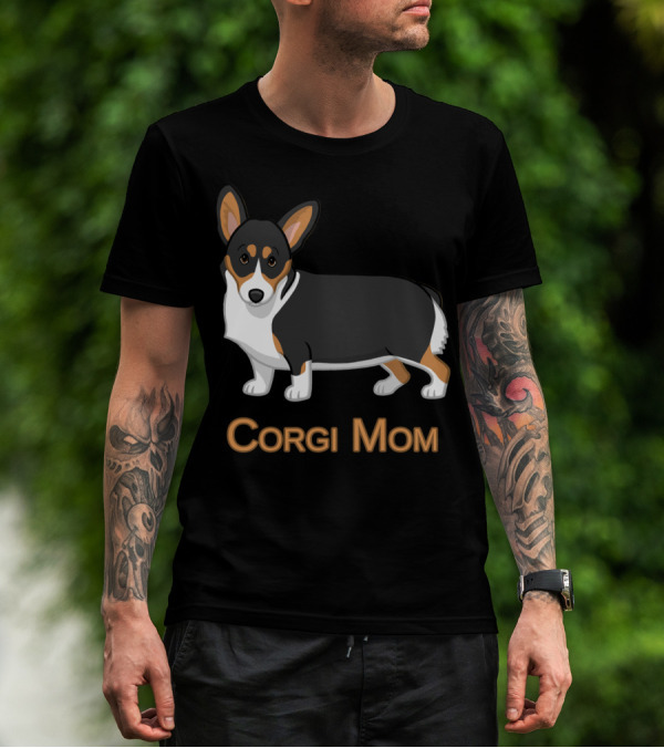 Corgi Mom Cute Black Tricolor Pembroke Dog Lovers T-Shirt