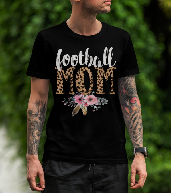 Football Mom Leopard Floral Boho T-Shirt