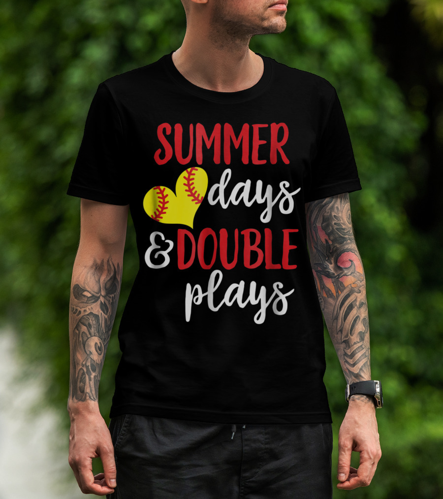 Summer Days And Double Plays Softball Girls T-Shirt