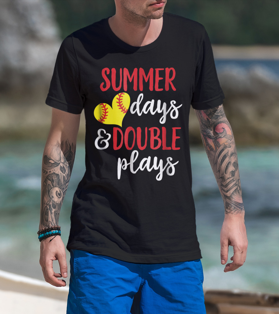 Summer Days And Double Plays Softball Girls T-Shirt