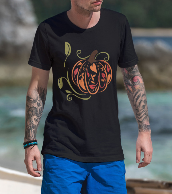 Autumn Pumpkin Fancy Elegant Teacher Mom Wife65 Fall T-Shirt