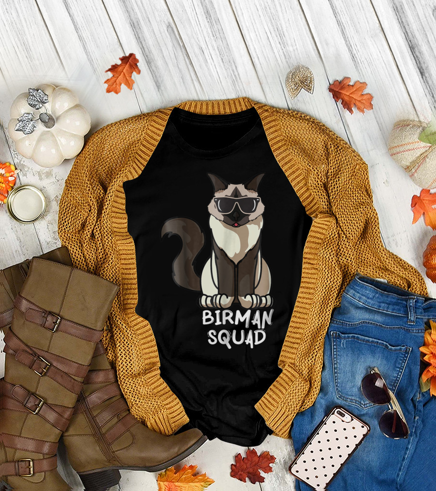 Birman Squad Cat Mom Lover Squad Cool Birman Cat with Sunglasses T-Shirt