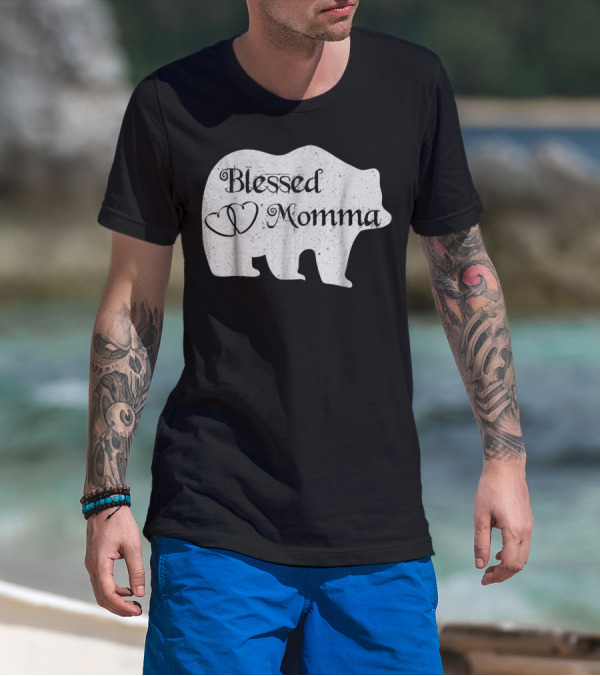 Blessed Momma Bear Heart T-Shirt