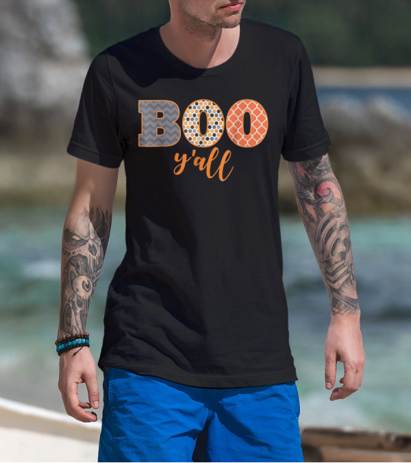 BOO Y'all Halloween Perfect Dad Teach51 Chevron Polka Dots T-Shirt