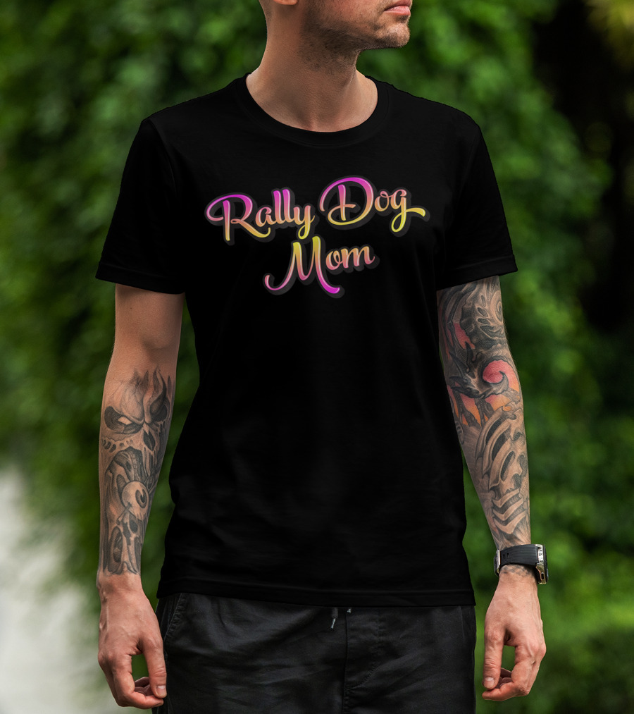 Rally Dog Mom Colorful Lettering T-Shirt