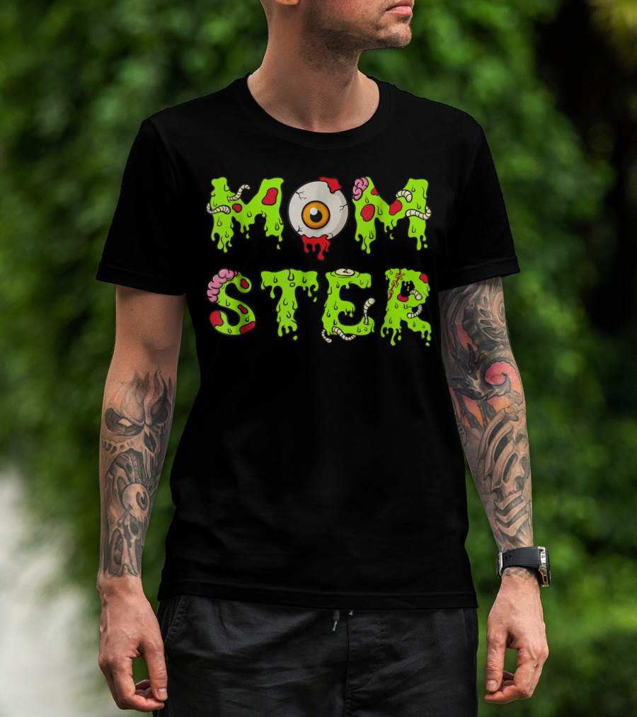 Momster49 Funny Halloween Monster Eye Slime Text T-Shirt