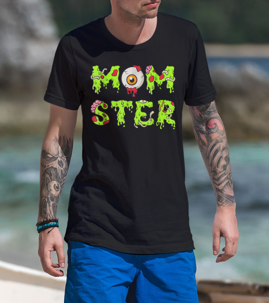 Momster49 Funny Halloween Monster Eye Slime Text T-Shirt