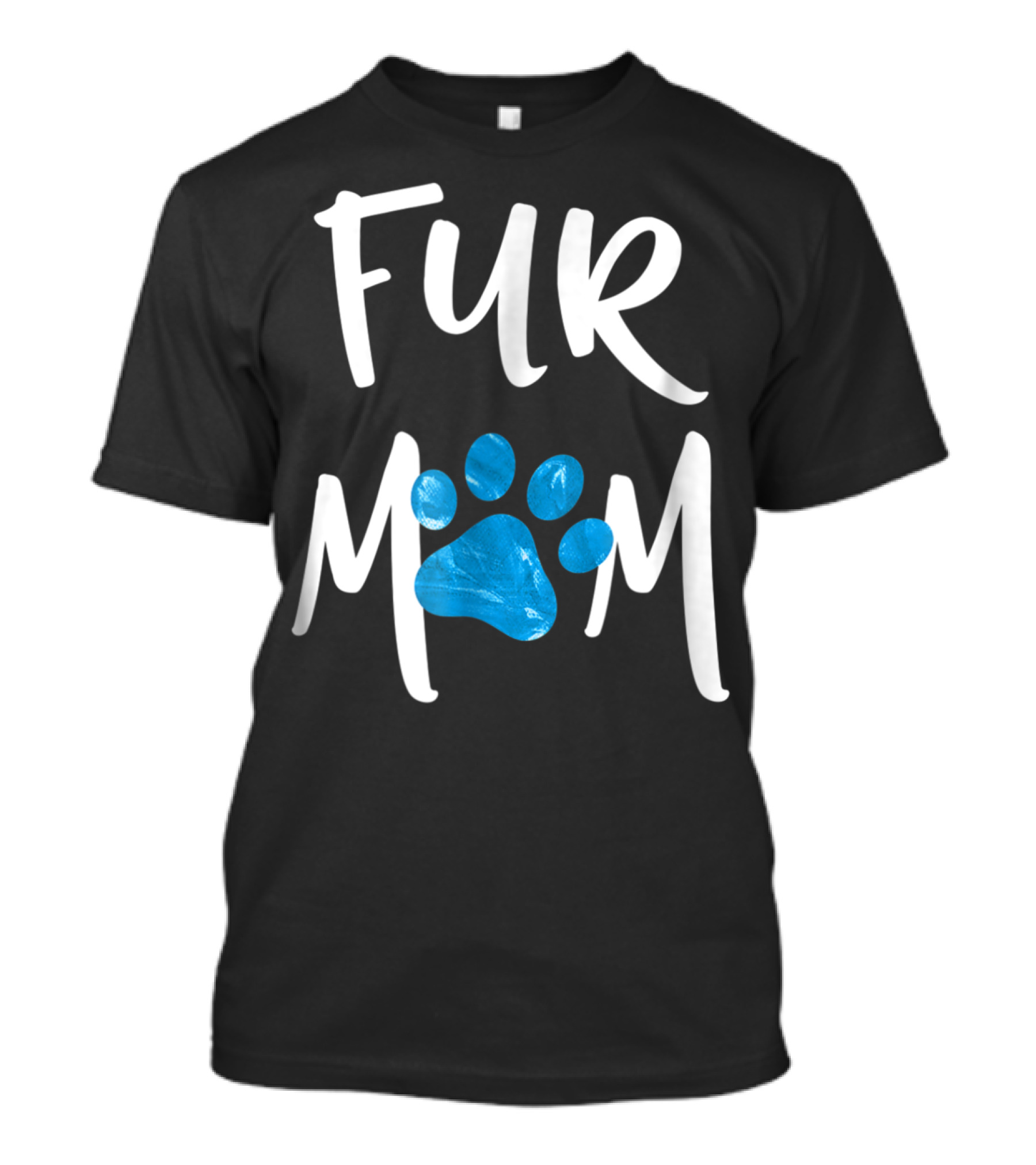 Fur Mom Blue Marble Paw Print Dog Cat Lover T-Shirt