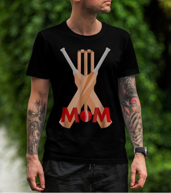 Cricket Mom Stumps Bats Red Ball T-Shirt