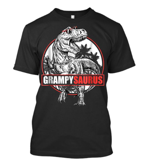 GrampySaurus Dinosaur With Sunglasses And Palm Trees T-Shirt