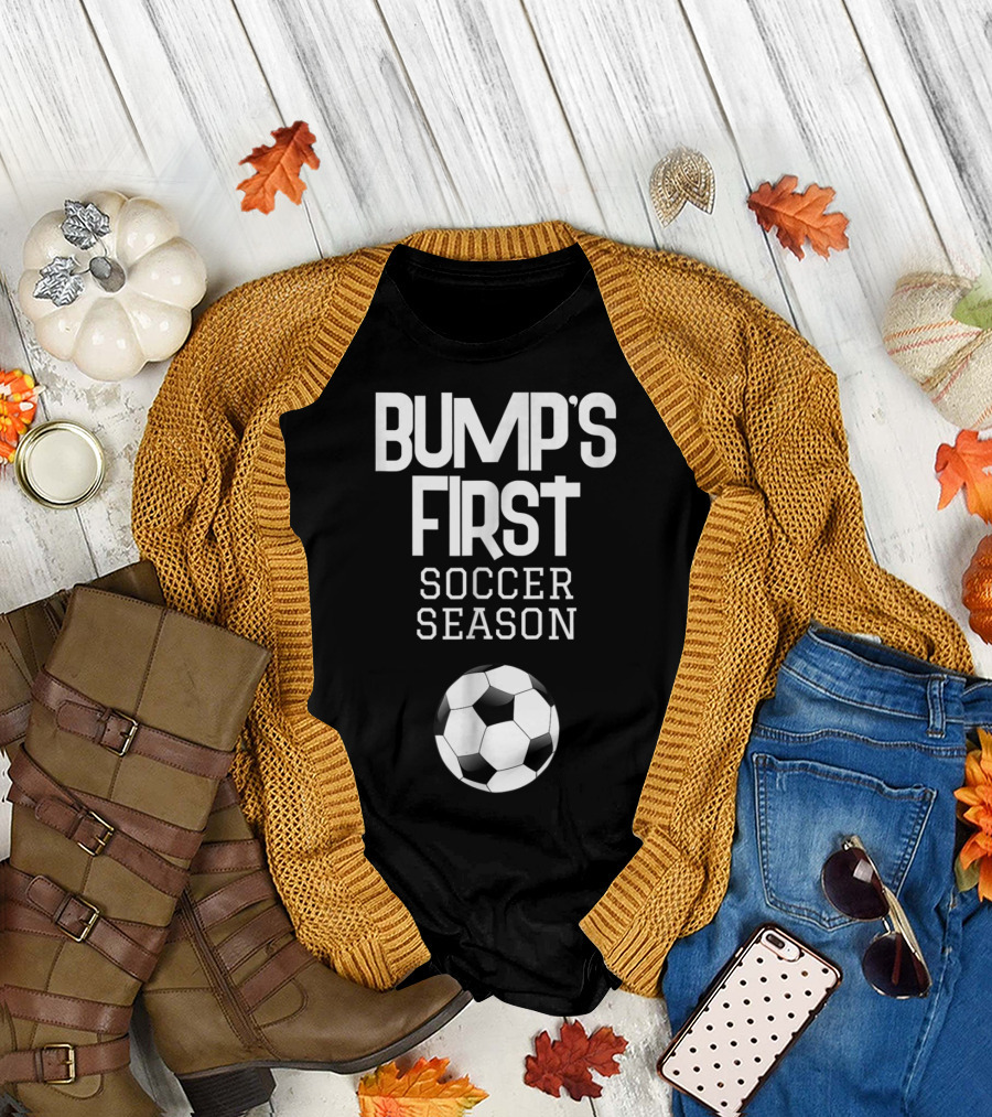 Bump's First Soccer Season New Expecting Mom to Be Soccer Ball T-Shirt
