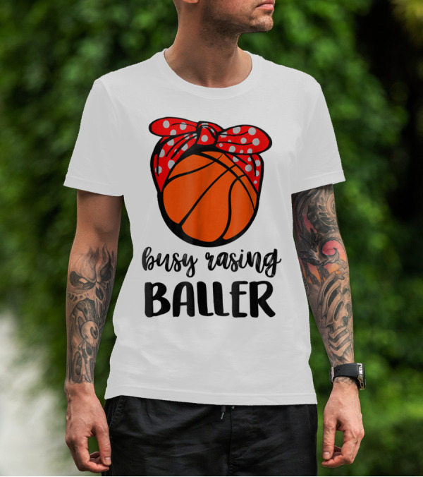 Busy Raising Baller Basketball Bandana Bow T-Shirt
