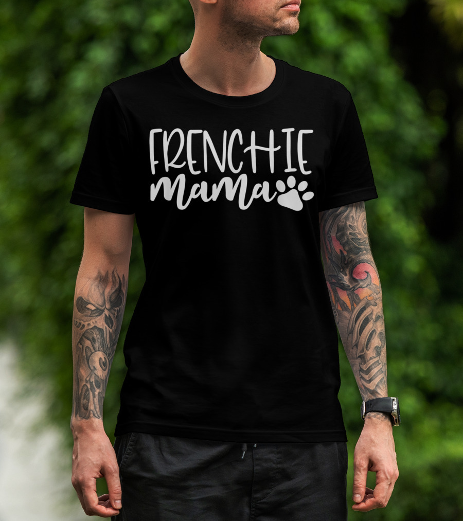 Frenchie Mama Women French Bulldog Dog Paw Prints T-Shirt