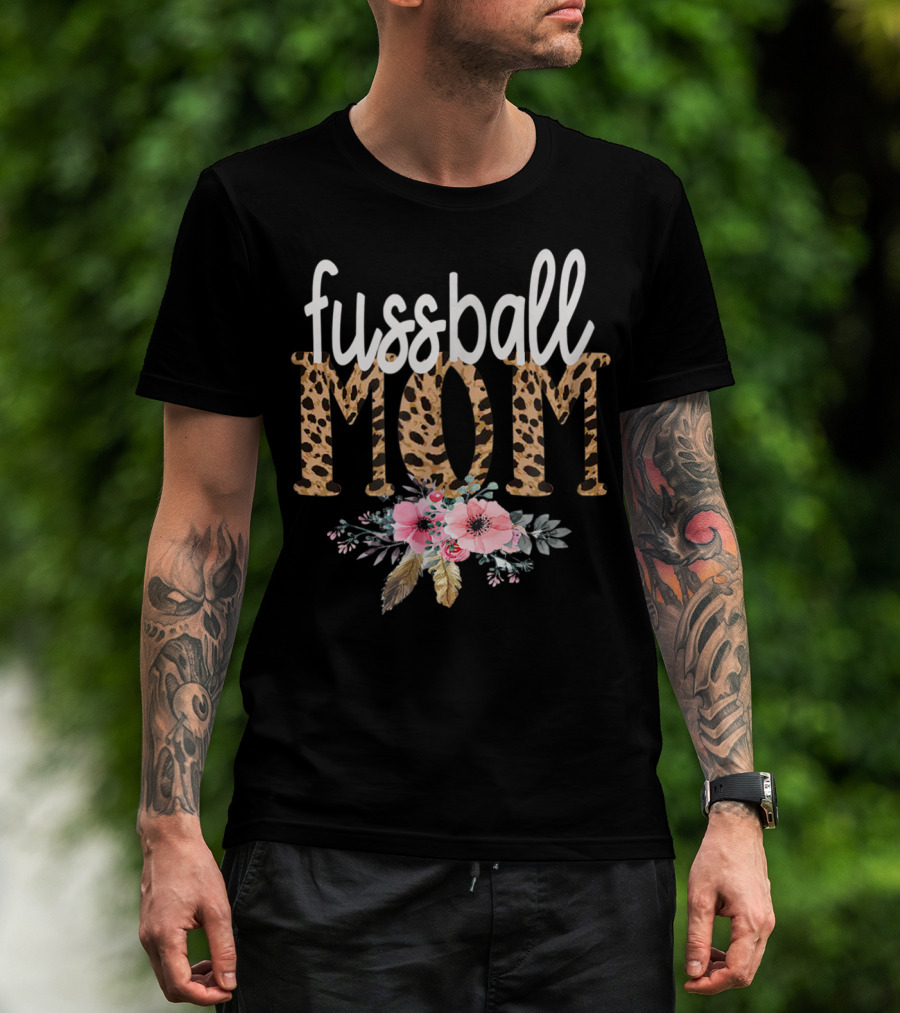 Fussball Mom Leopard Print Floral T-Shirt
