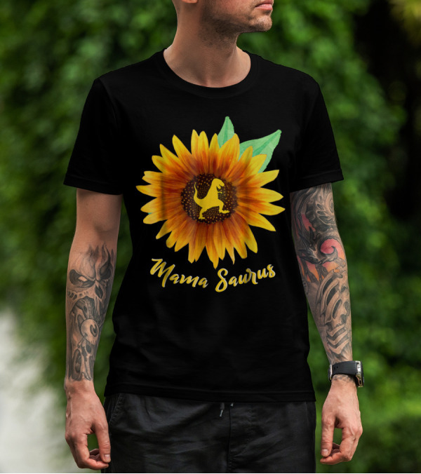 Mama Saurus Sunflower Rex Dinosaur T-Shirt