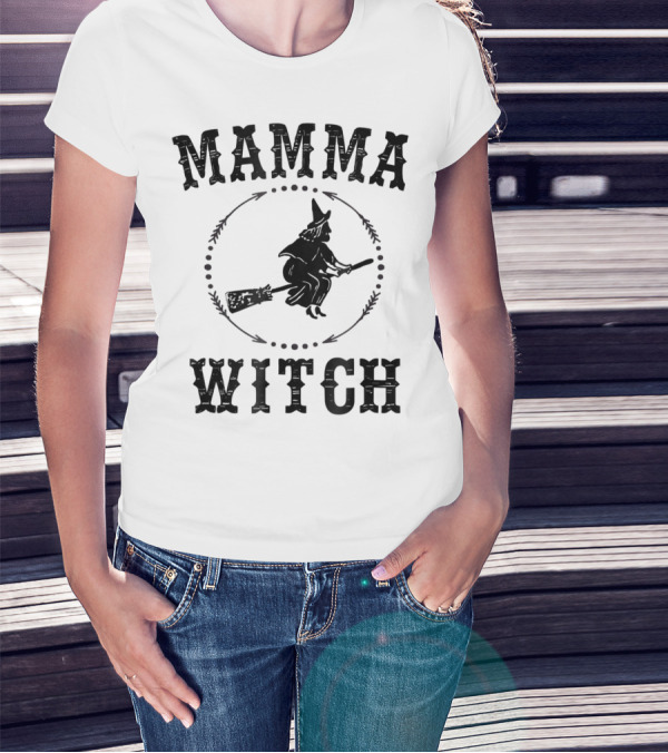 Mamma Witch Flying Broomstick T-Shirt