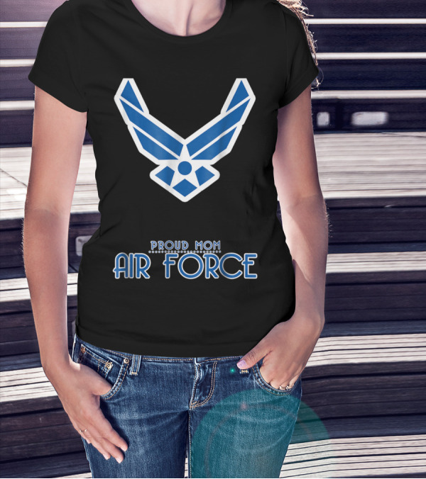 Proud Air Force Mom Blue Emblem T-Shirt