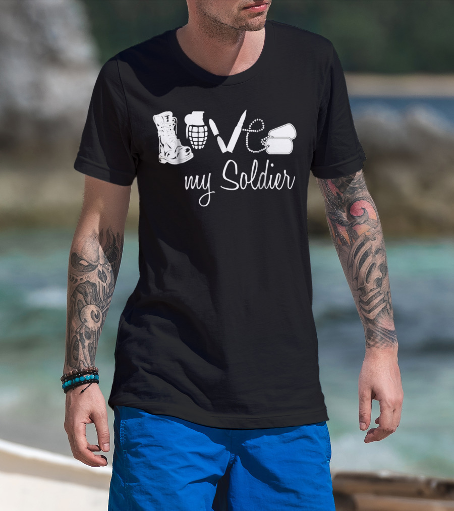 Love My Soldier Army Wife Girlfriend Husband T-Shirt